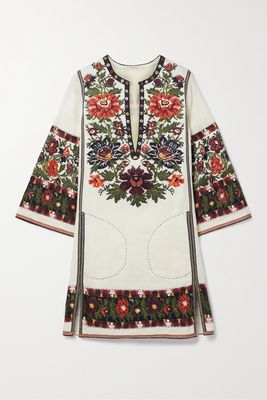 Vita Kin - Tender Summer Embroidered Linen Mini Dress - Cream