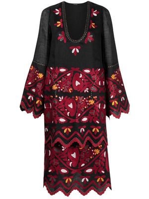 Vita Kin Tiziana embroidered linen midi dress - Black