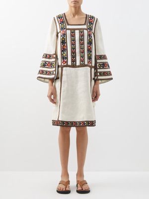 Vita Kin - Yelina Embroidered Linen Dress - Womens - White Multi