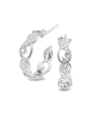 Vitality 18k White Gold Diamond Huggie Hoop Earrings