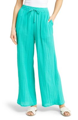 Vitamin A Costa Cotton Cover-Up Pants in Seafoam Organic Crinkle Cotton
