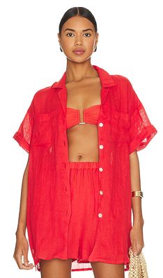 vitamin A Playa Pocket Blouse in Red