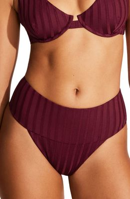 Vitamin A® Emmi High Waist Rib Bikini Bottoms in Sangria Superib 