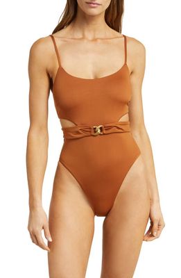 Vitamin A® Luxe Link Belted One-Piece Swimsuit in Bronze 