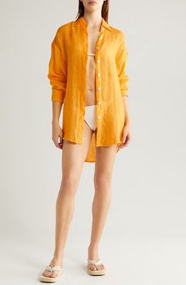 Vitamin A® Playa Oversize Linen Cover-Up Shirt in Sunflower 