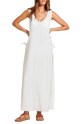 Vitamin A® Riviera Linen & Cotton Cover-Up Dress in White Crinkle Linen 