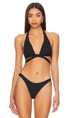 vitamin A Sirena Wrap Bikini Top in Black