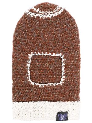 VITELLI contrast-stitch crochet-knit balaclava - Brown