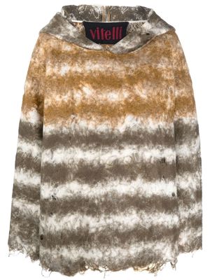 VITELLI distressed stripe-print hoodie - Brown