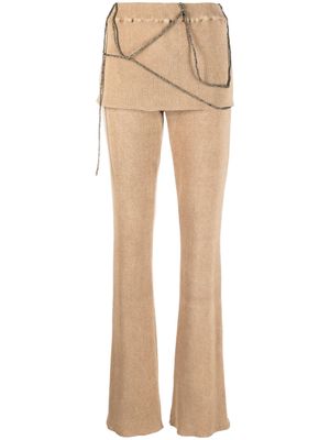 VITELLI draped-straps knitted trousers - Neutrals