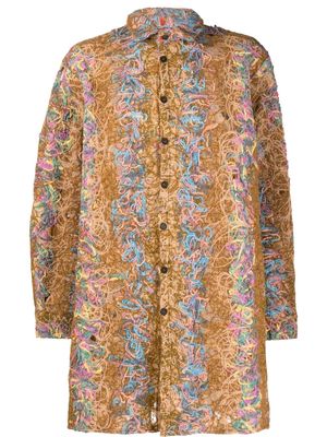 VITELLI embroidered-weave shirt jacket - Brown