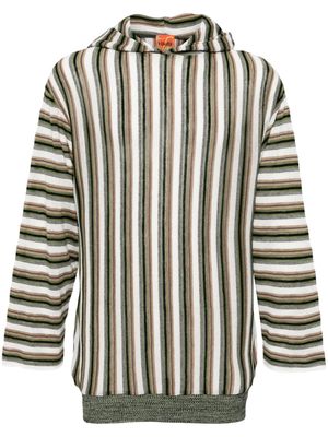 VITELLI striped linen-blend hoodie - Green