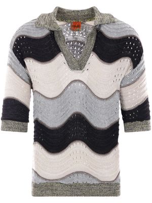 VITELLI wave-pattern knit top - White