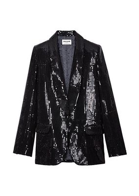 Vive Sequined Single-Breasted Blazer