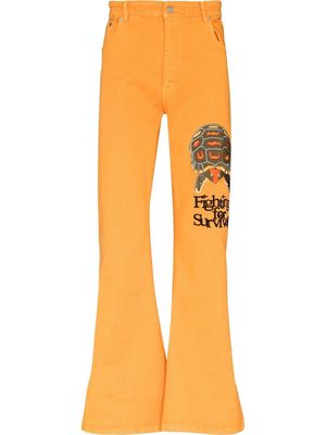 VIVENDII graphic-print flared jeans - Orange