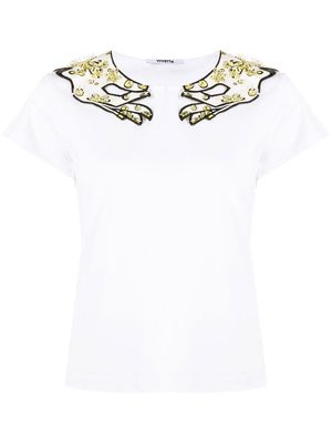Vivetta crystal-detail cap-sleeve T-shirt - White