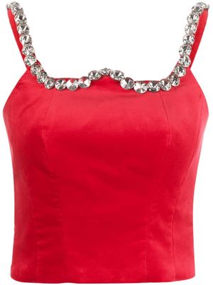 Vivetta crystal-embellished cropped tank top - Red