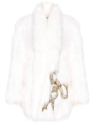 Vivetta crystal-embellished faux fur coat - White