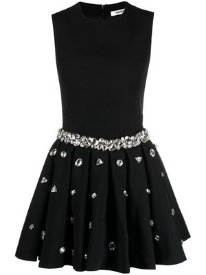 Vivetta crystal-embellished pleated-skirt minidress - Black