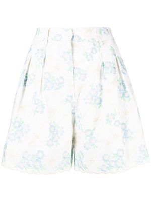 Vivetta floral-embroidery pleated shorts - White