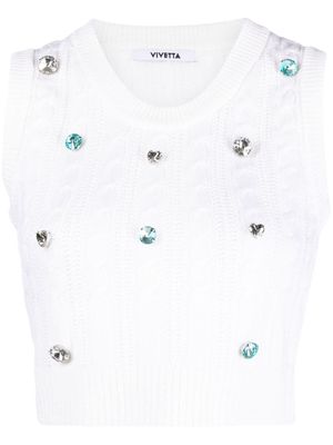 Vivetta gemstone-detail cable-knit vest - White