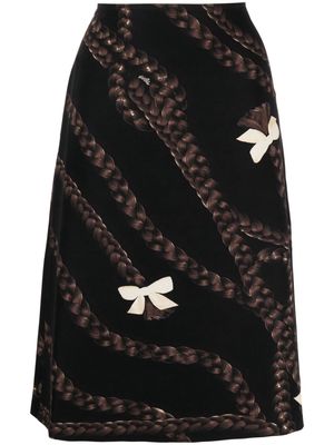Vivetta graphic-print A-line midi skirt - Black