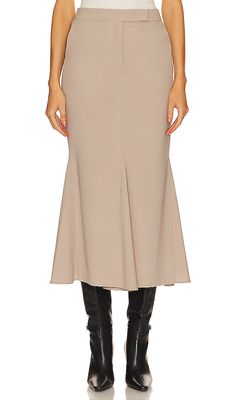Vivetta Light Wool Midi Skirt in Tan