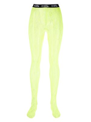 Vivetta logo-band fluorescent footed leggings - Yellow