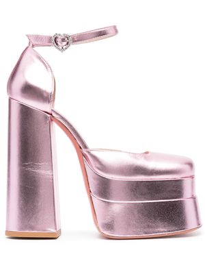 Vivetta metallic-finish leather sandals - Pink