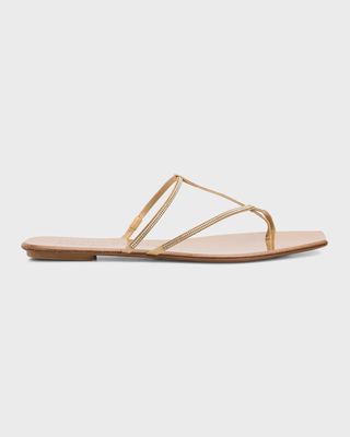 Vivian Crystal Toe-Strap Flat Sandals