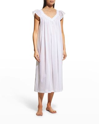 Vivienne Lace-Trim Cap-Sleeve Gown