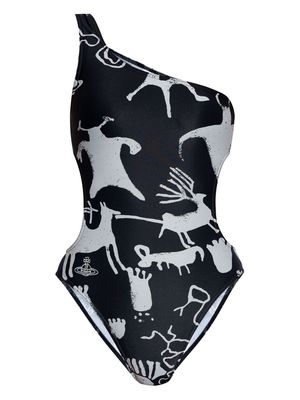 Vivienne Westwood abstract-print cut-out swimsuit - Black