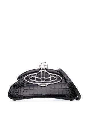 Vivienne Westwood Amber crocodile-embossed clutch bag - Black