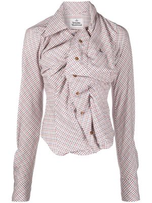 Vivienne Westwood check-print ruched cotton shirt - Neutrals