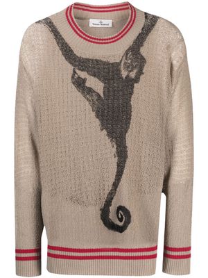 Vivienne Westwood Distressed monkey-print jumper - Neutrals