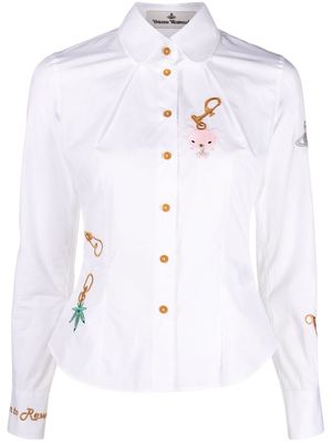 Vivienne Westwood embroidered-design long-sleeve shirt - White