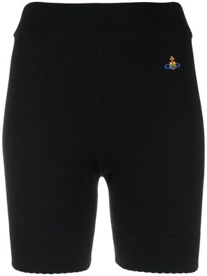 Vivienne Westwood embroidered-logo ribbed-knit shorts - Black
