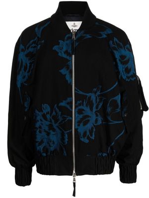 Vivienne Westwood floral-print zip-up bomber jacket - Black