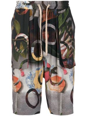 Vivienne Westwood fruit print long shorts - Green