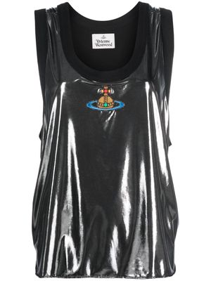 Vivienne Westwood laminated Orb-embroidered tank top - Silver