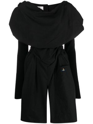 Vivienne Westwood logo-embroidered draped playsuit - Black