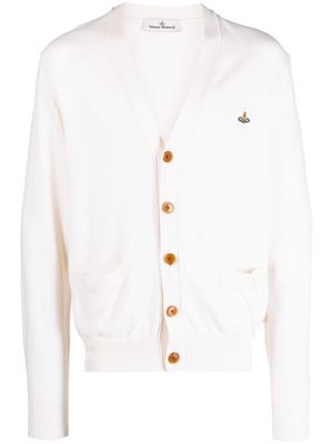 Vivienne Westwood Orb-embroidered cotton-cashmere cardigan - Neutrals