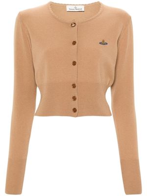 Vivienne Westwood Orb-embroidered cropped cardigan - Neutrals