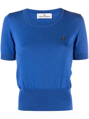 Vivienne Westwood Orb-embroidered fine-knit top - Blue