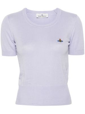 Vivienne Westwood Orb-embroidered knitted T-shirt - Purple