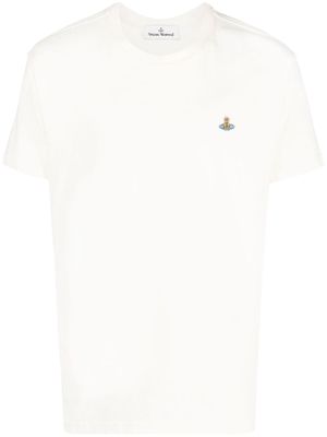 Vivienne Westwood Orb embroidered-logo short-sleeve T-shirt - Neutrals
