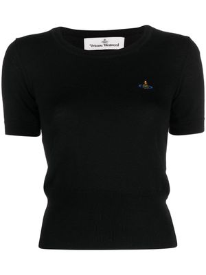 Vivienne Westwood Orb-embroidered virgin-wool knitted top - Black