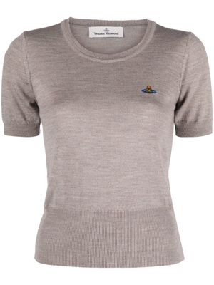 Vivienne Westwood Orb-embroidered wool T-shirt - Grey