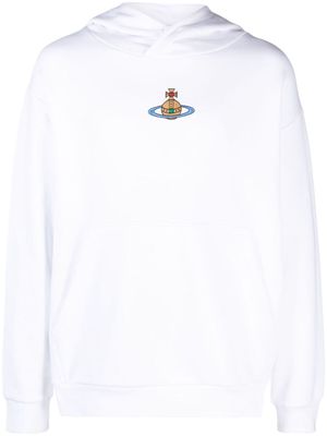 Vivienne Westwood Orb logo-embroidered cotton hoodie - White