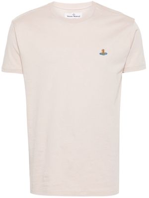 Vivienne Westwood Orb-logo-embroidery cotton T-shirt - Neutrals